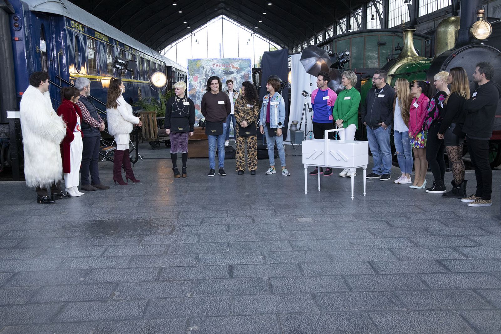 Los aprendices en el Museo del Ferrocarril de Madrid.
