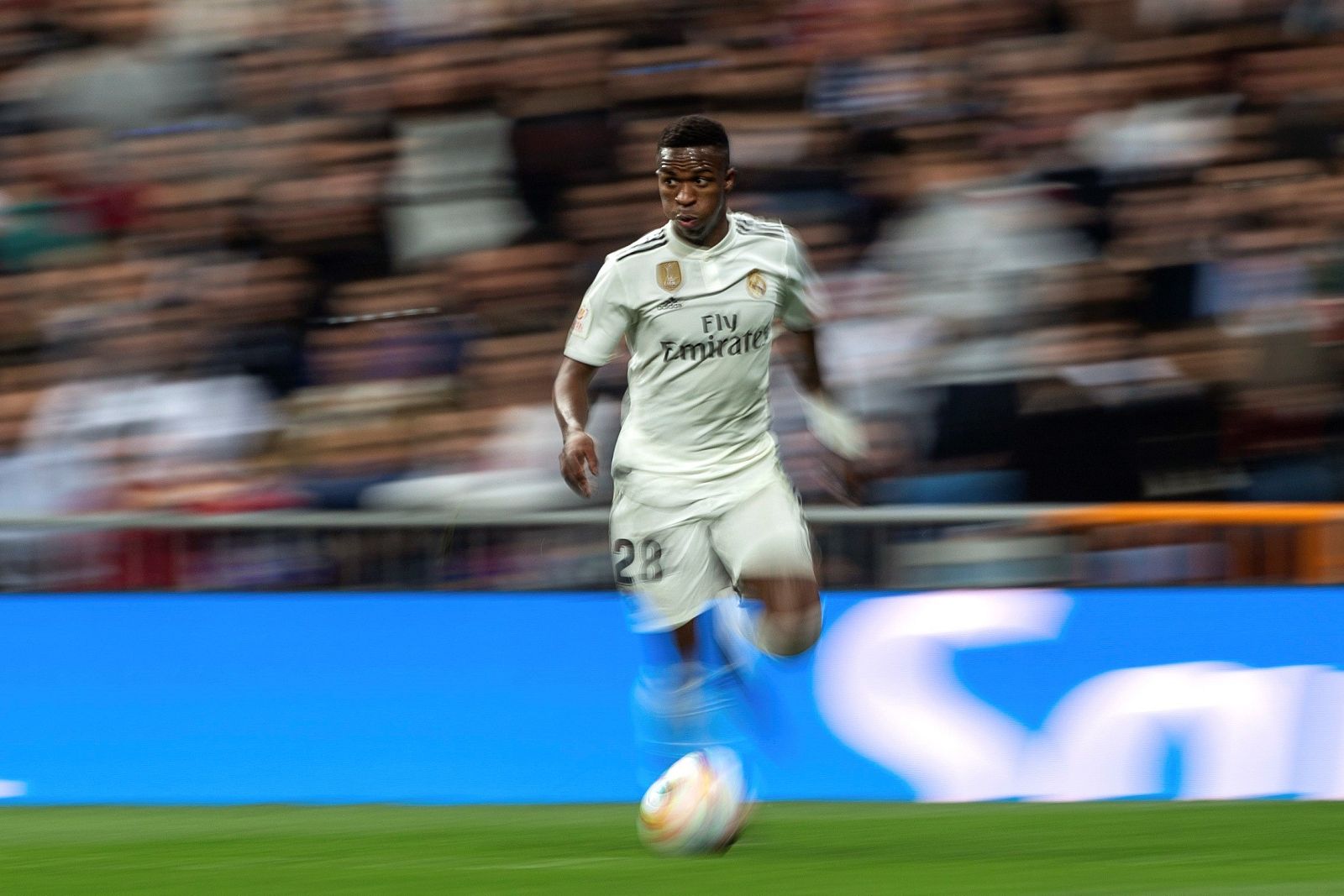 El delantero brasileño del Real Madrid Vinicius Jr. durante el partido de vuelta de semifinales de la Copa del Rey.