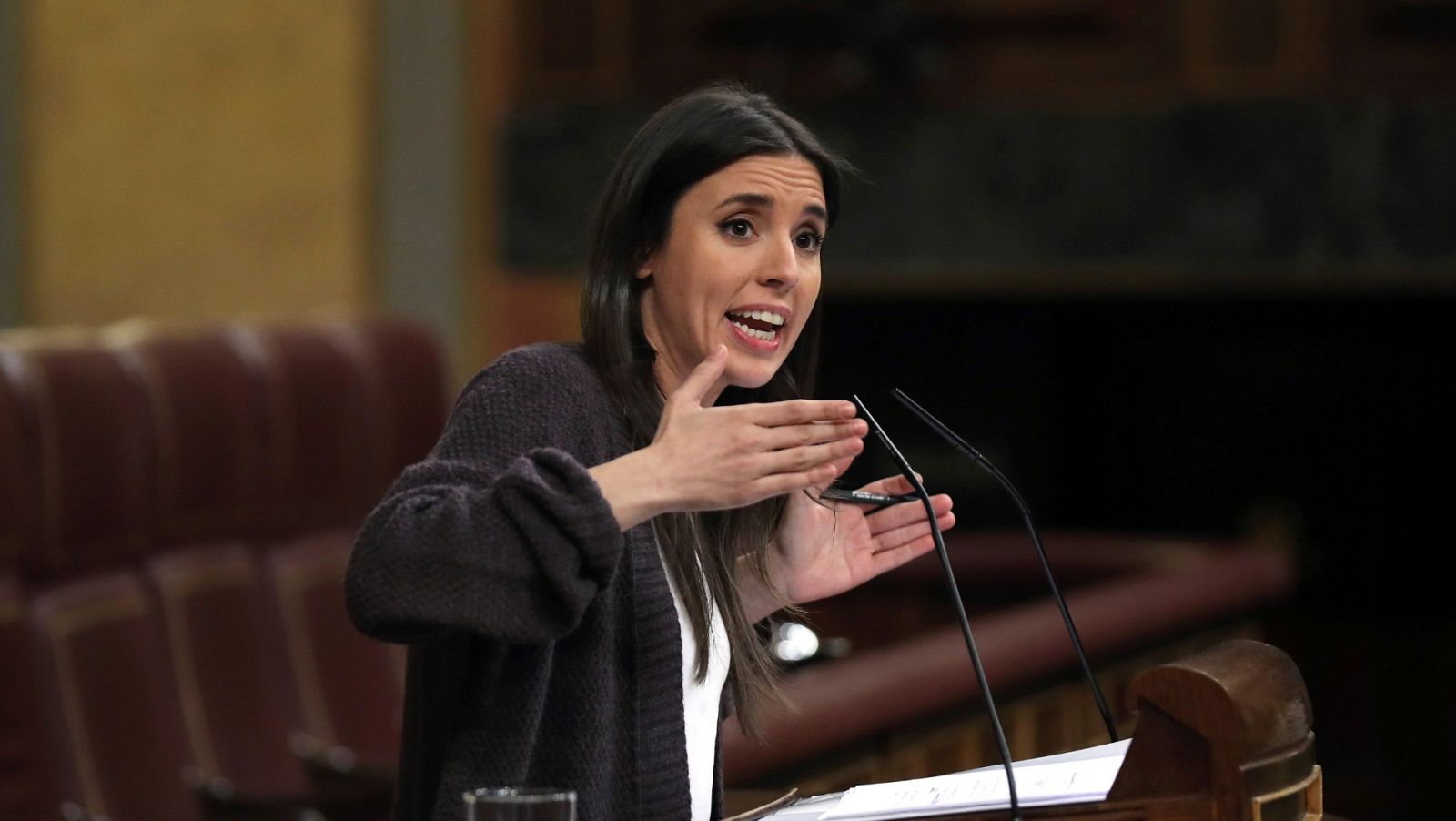 La número dos de Podemos, Irene Montero, interviene en el Congreso