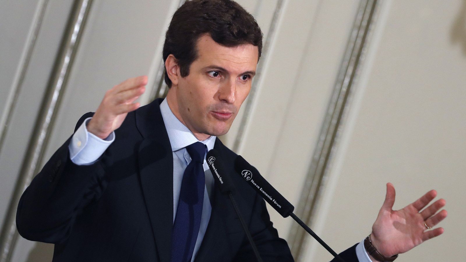 Pablo Casado en un desayuno informativo