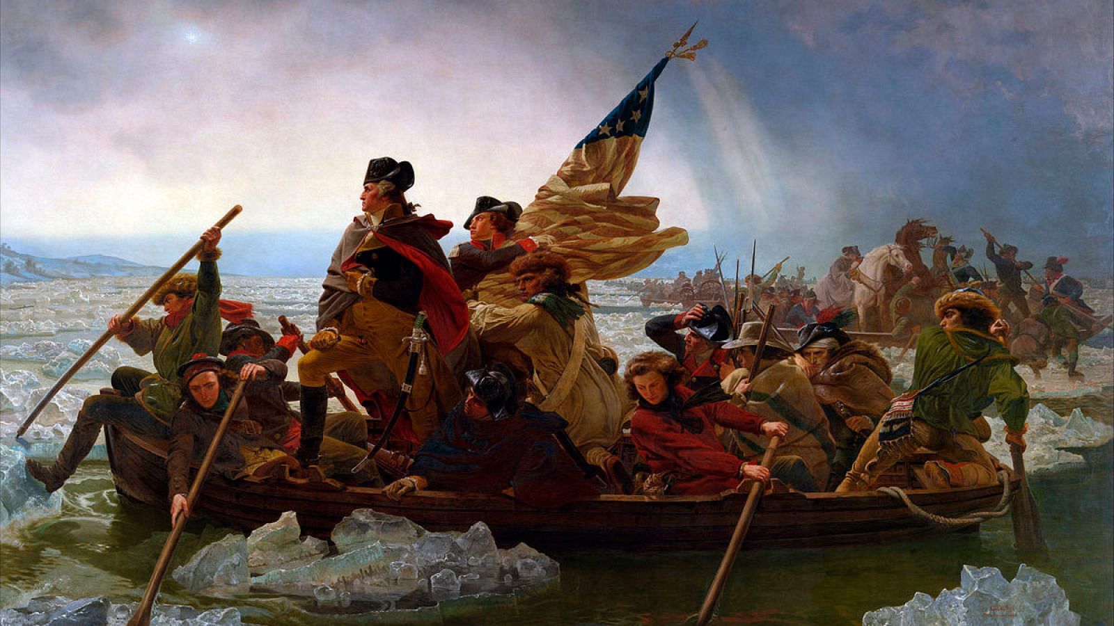 Washington cruzando el Delaware, de Emanuel Leutze, cuadro icónico de la cultura estadounidense
