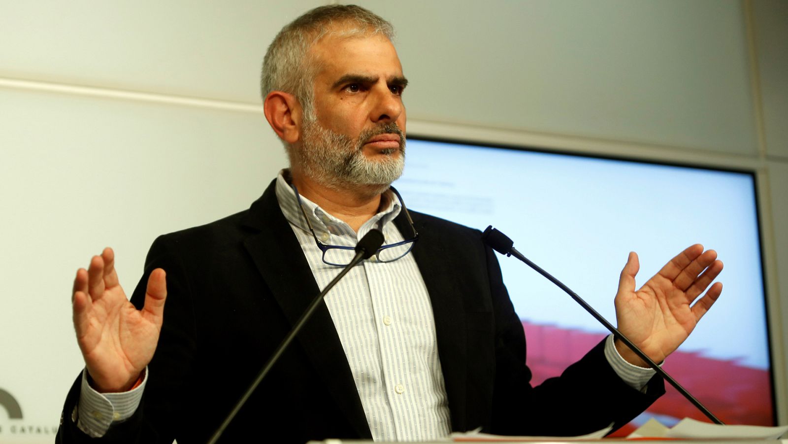 El hasta ahora un portavoz parlamentario de Ciudadanos, Carlos Carrizosa, durante una rueda de prensa