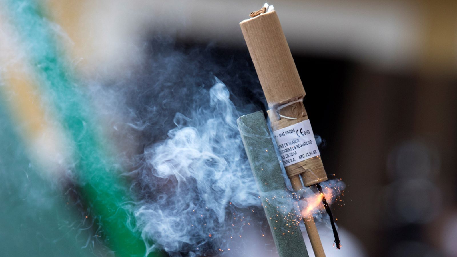 Imagen del cohete anunciador del chupinazo de los Sanfermines