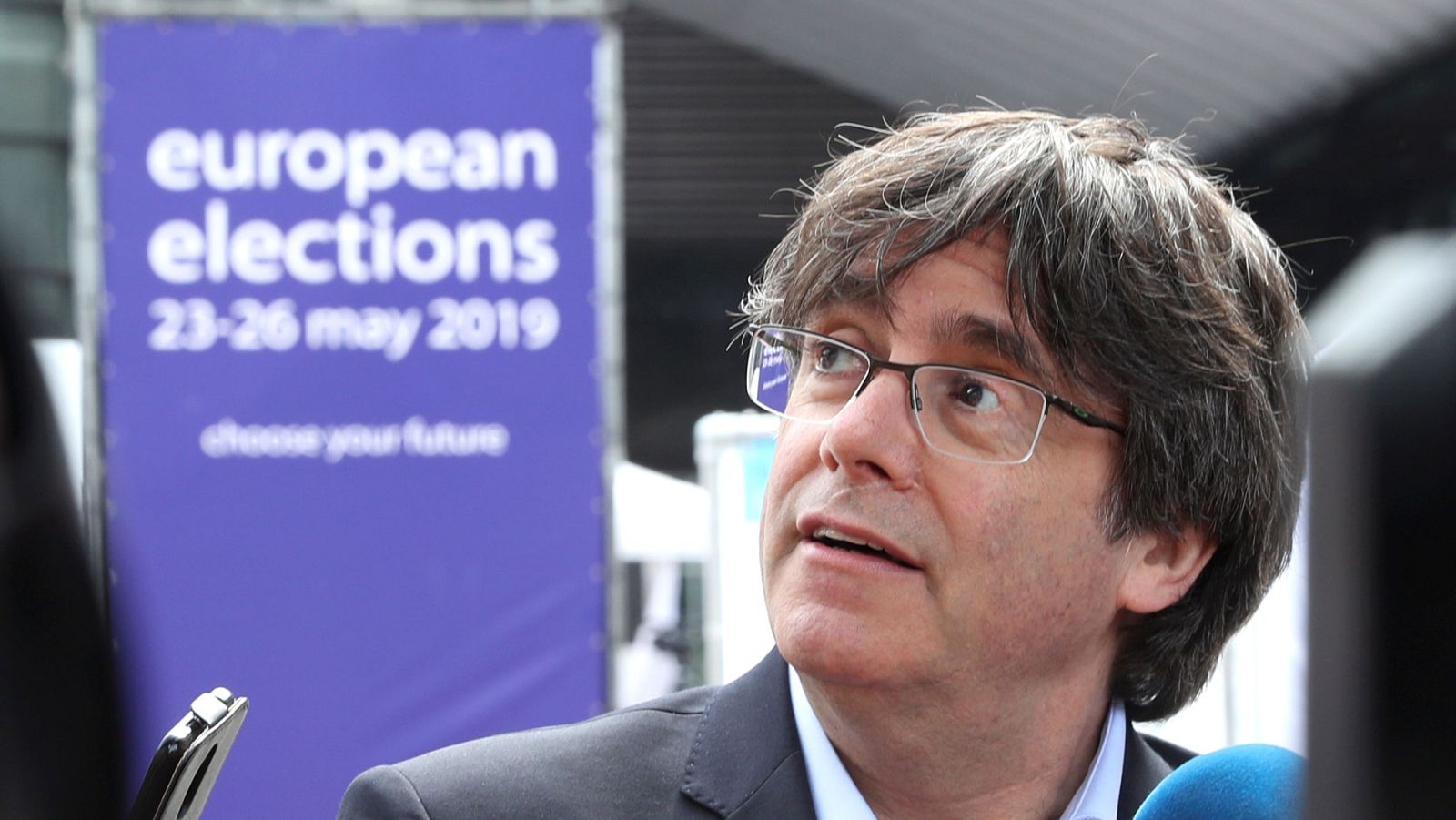 Carles Puigdemont en Bruselas en la jornada electoral del domingo