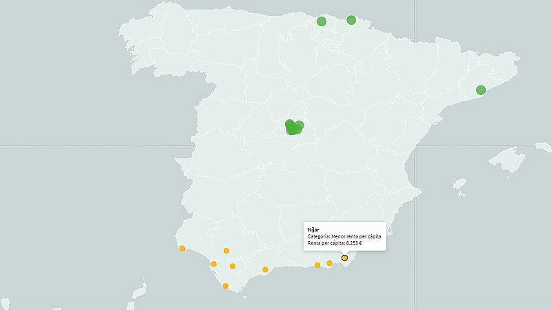 Los municipios más ricos se concentran en Madrid y los más pobres, en Andalucía