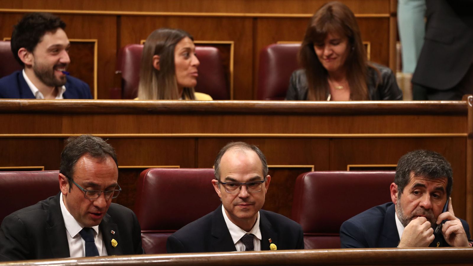 Los tres diputados de Junts per Catalunya suspendidos: Jordi Sanchez, Jordi Turull y Josep Rull
