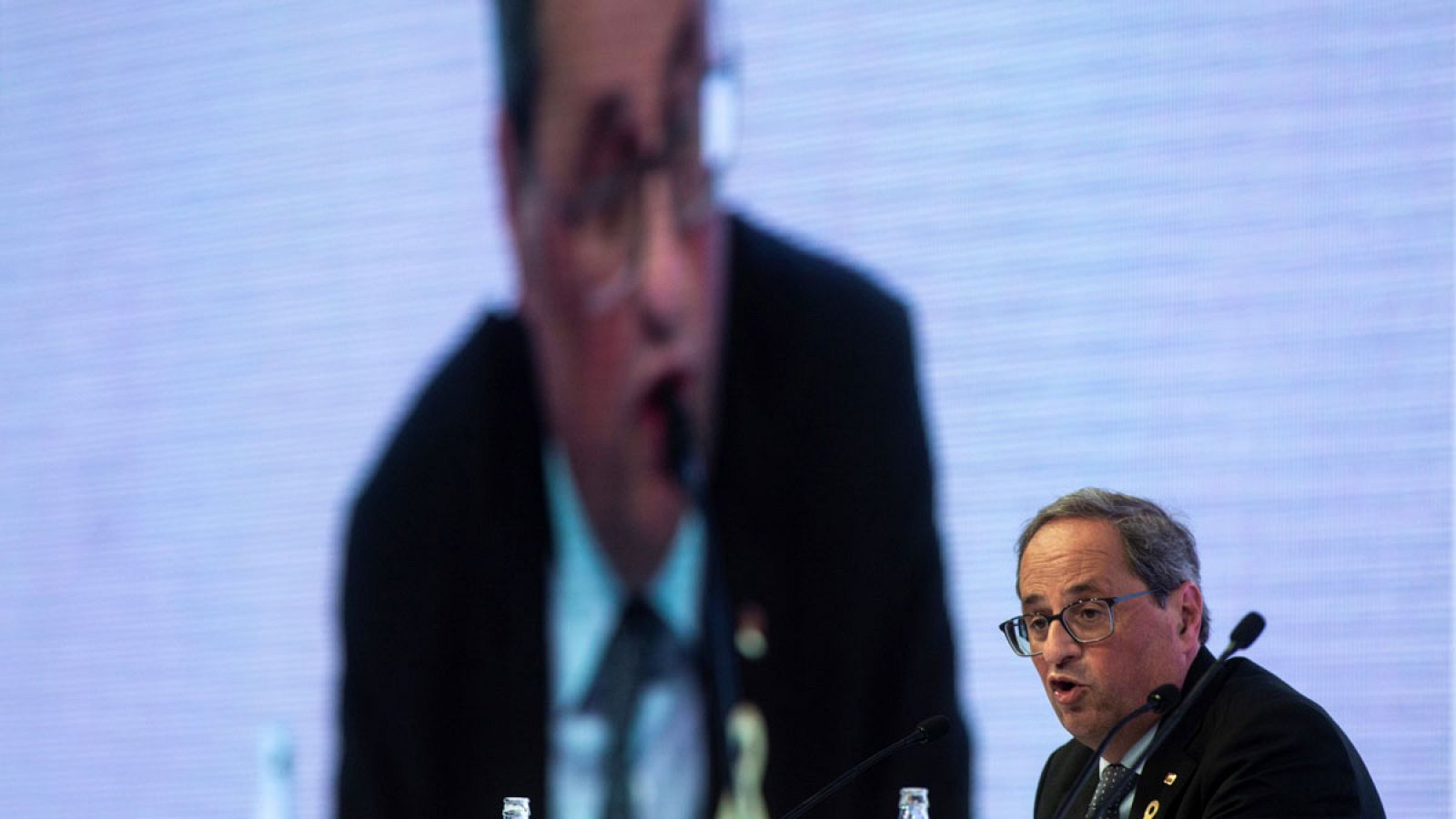 El presidente de la Generalitat, Quim Torra durante la reunión el jueves del Círculo de Economía de Sitges