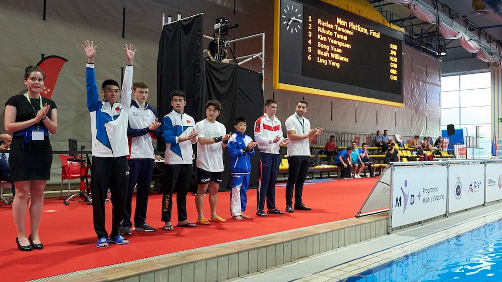 Los finalistas de 10 m del Grand Prix de Madrid.