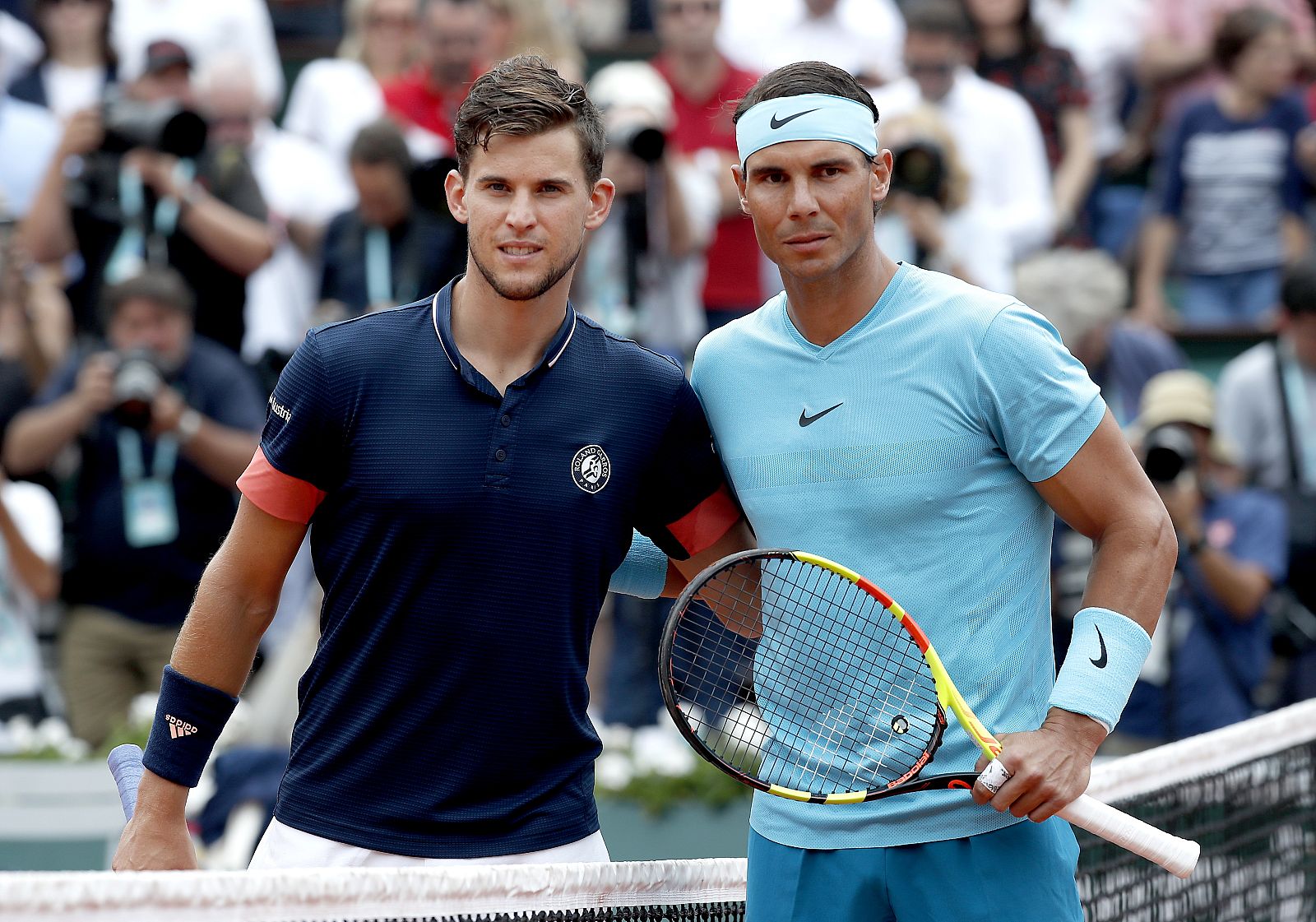 Thiem y Nadal, antes de la final de 2018