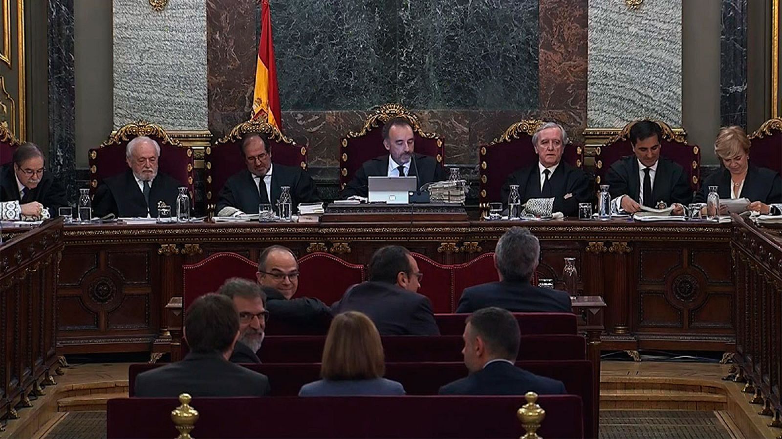 Sala del Tribunal Supremo durante una sesión dej juicio del 'procés'