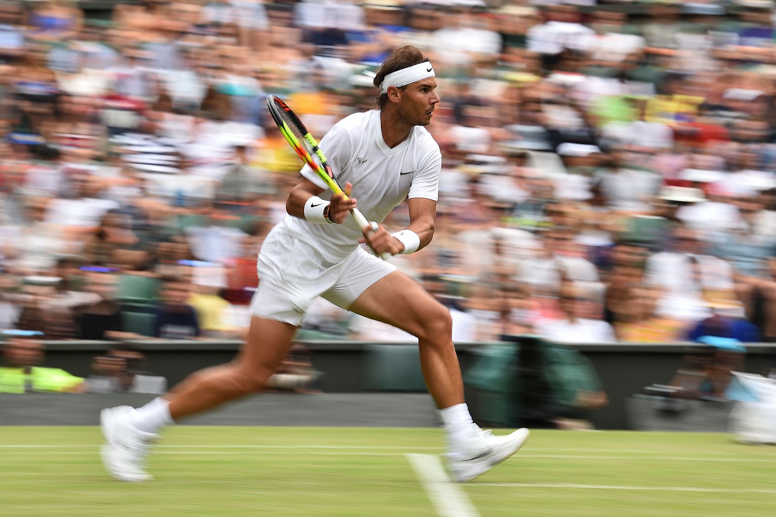 Nadal, durante el partido de tercera ronda en Wimbledon