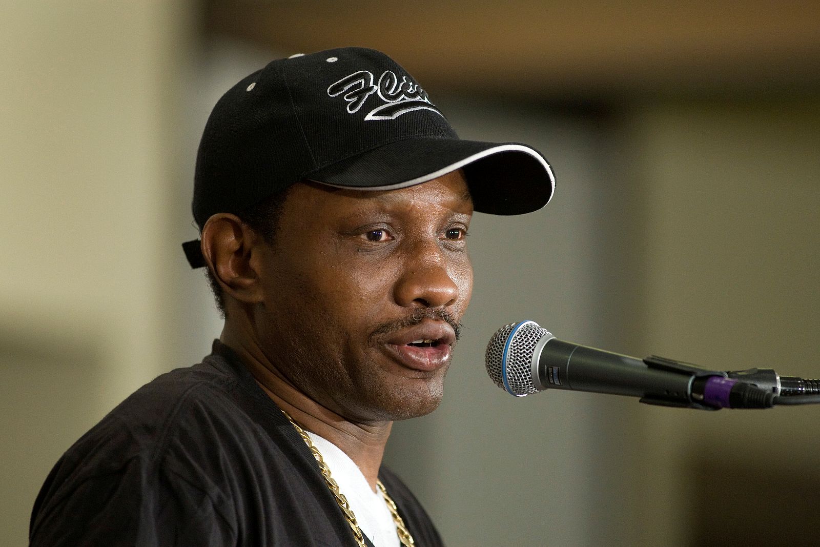 FILE PHOTO: Pernell "Sweet Pea" Whitaker, head trainer for IBF junior welterweight champion Judah of New York, speaks during a news conference in Las Vegas