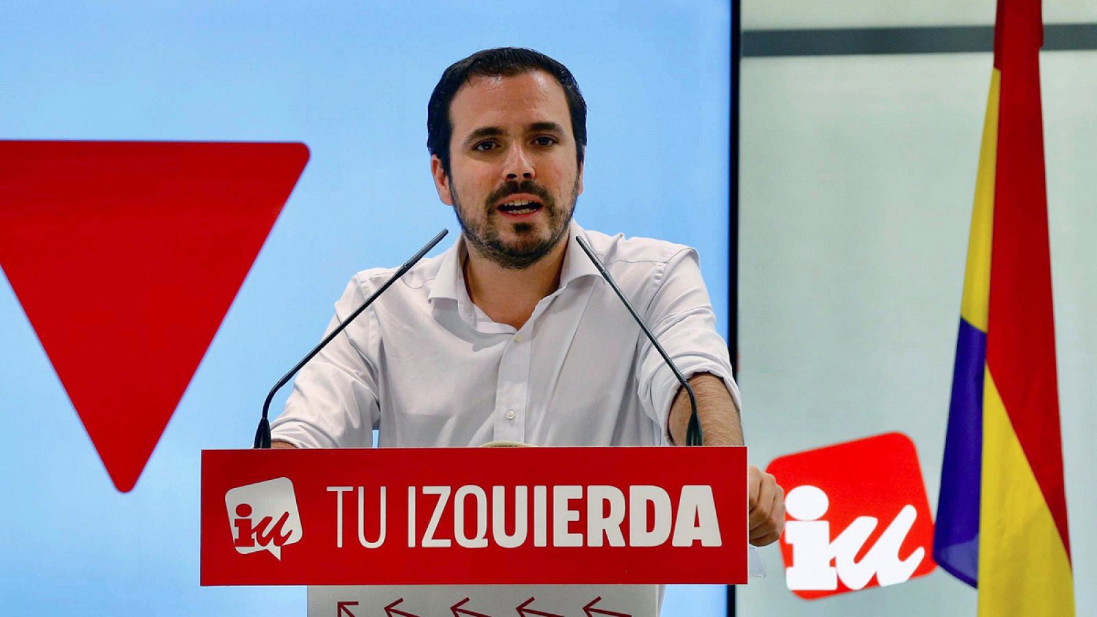 El coordinador federal de Izquierda Unida, Alberto Garzón, durante su intervención en la reunión de la Coordinadora Federal de IU