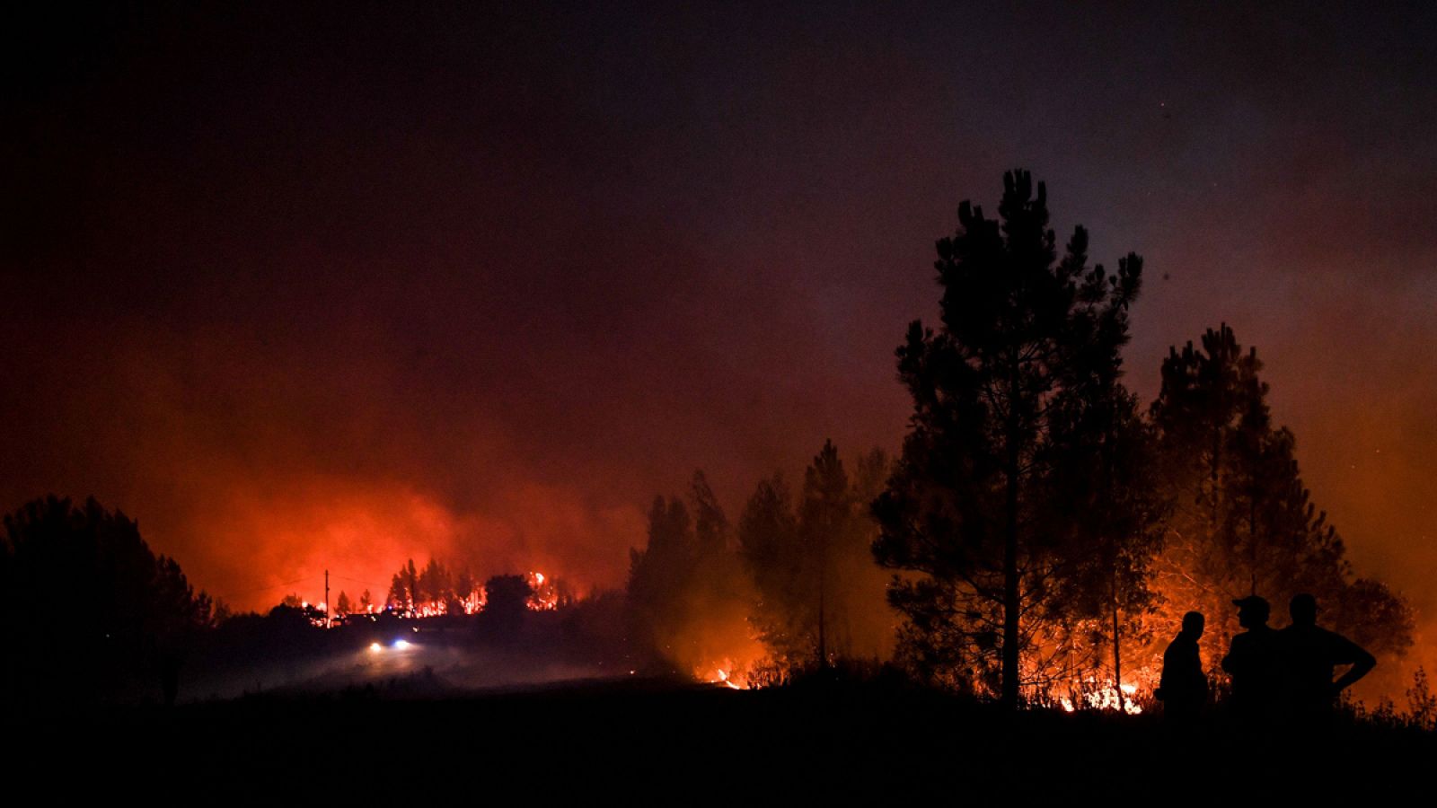 Bomberos trabajando en la extinción de un fuego en Cardigos, Portugal.