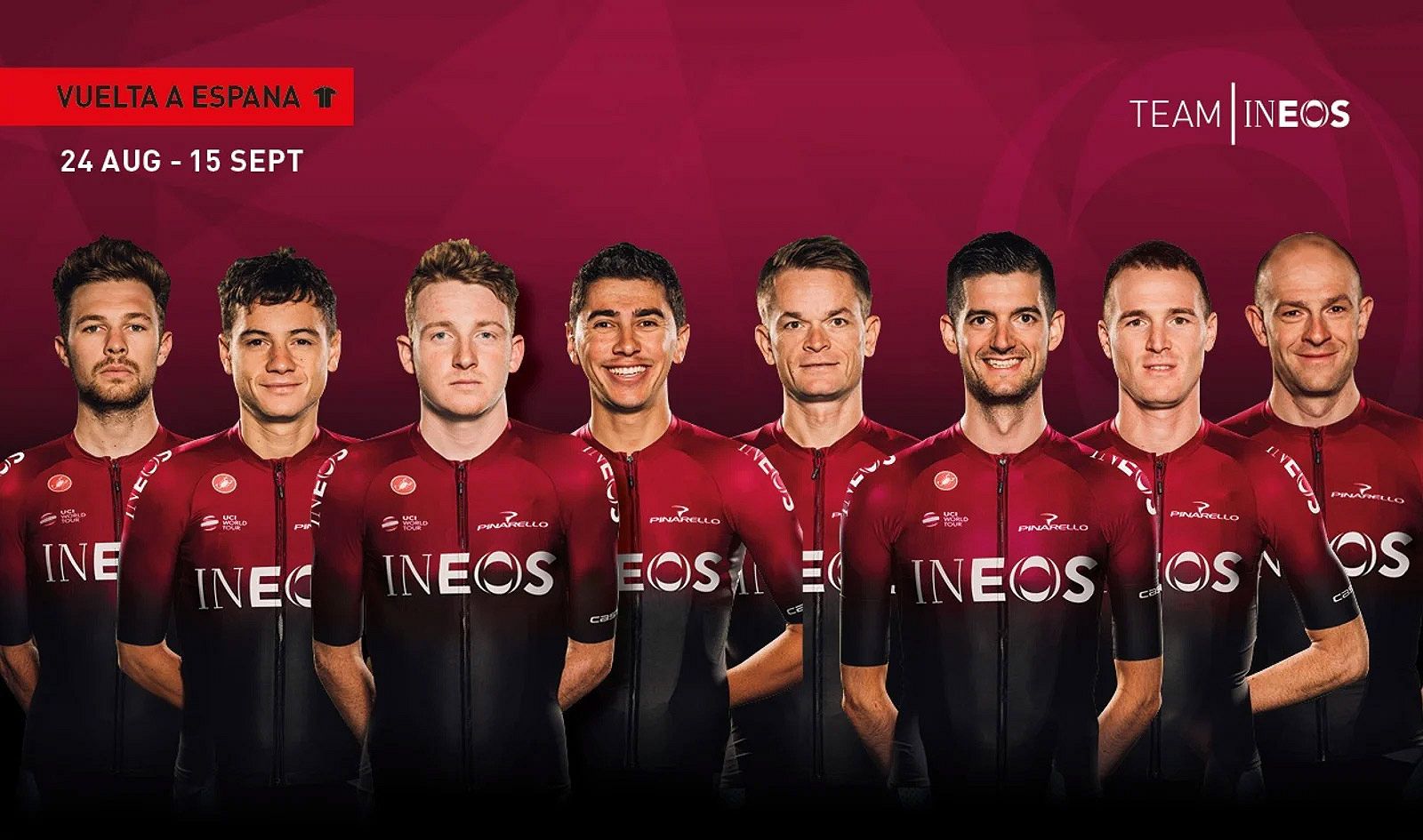Imagen de los componentes del equipo británico Ineos para la Vuelta ciclista a España 2019.