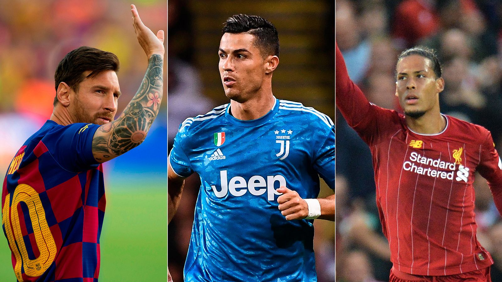 Messi, Cristiano y Van Dijk, candidatos al premio UEFA y también al de la FIFA.