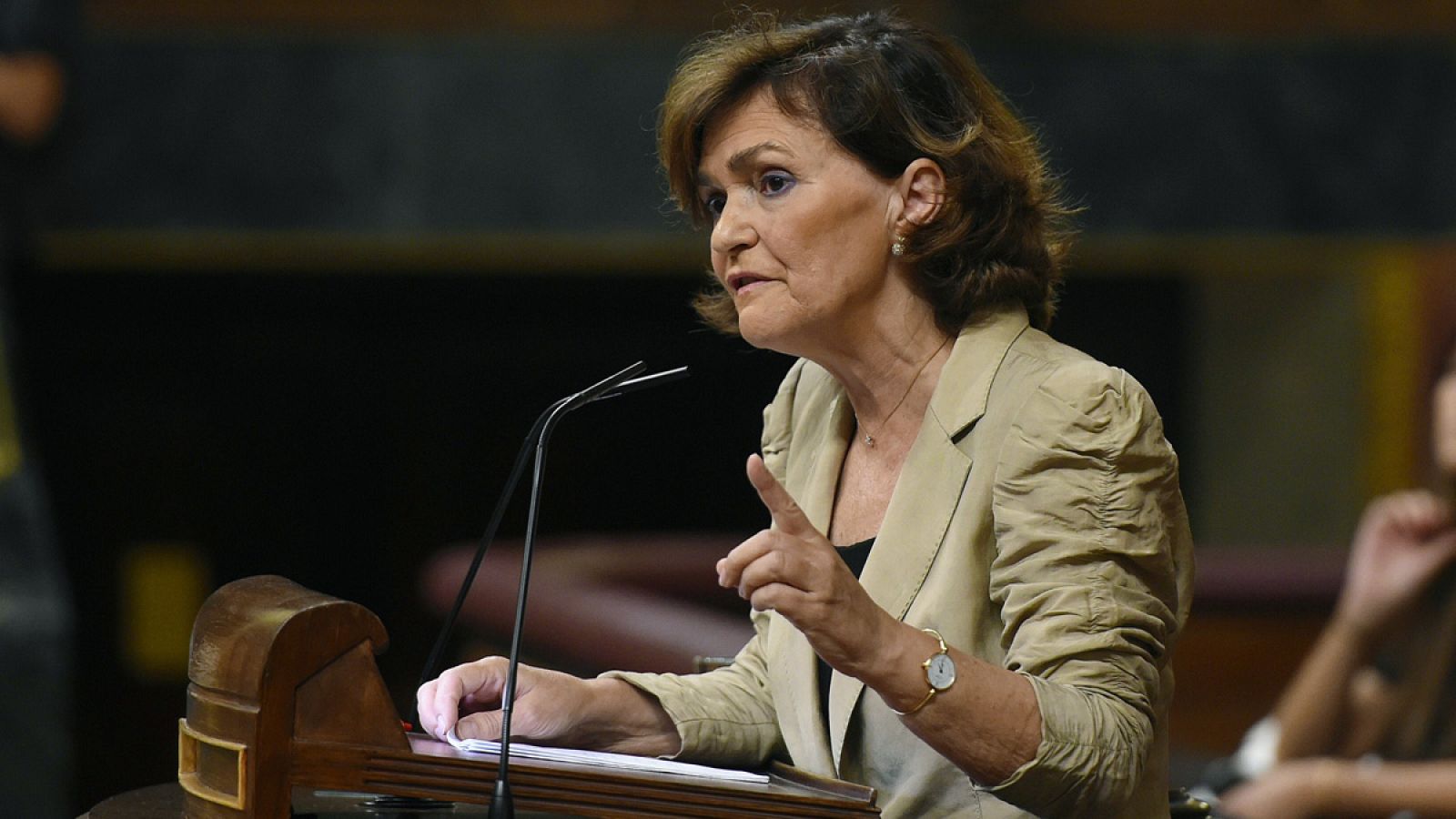 La vicepresidenta del Gobierno en funciones, Carmen Calvo, en el Congreso