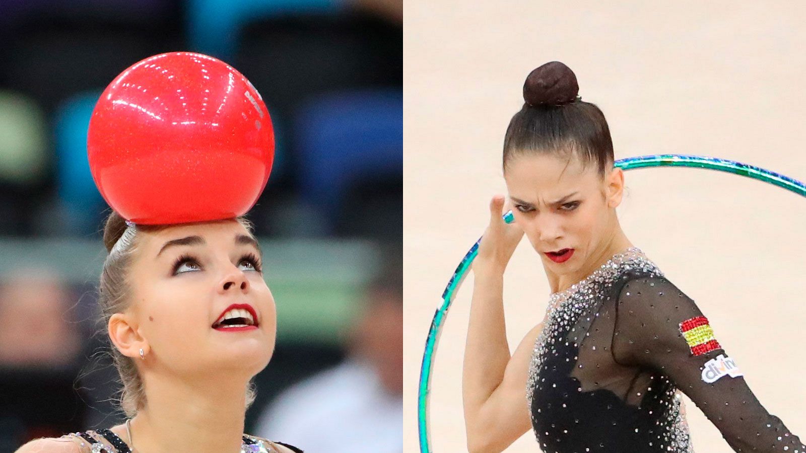 Dina Averina (izqda) y Polina Berezina, este viernes en Bakú