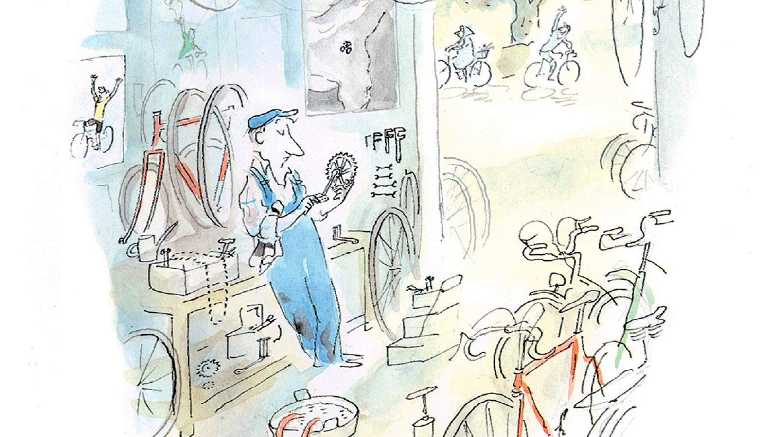 Ilustración de 'El taller de bicicletas', de Sempé