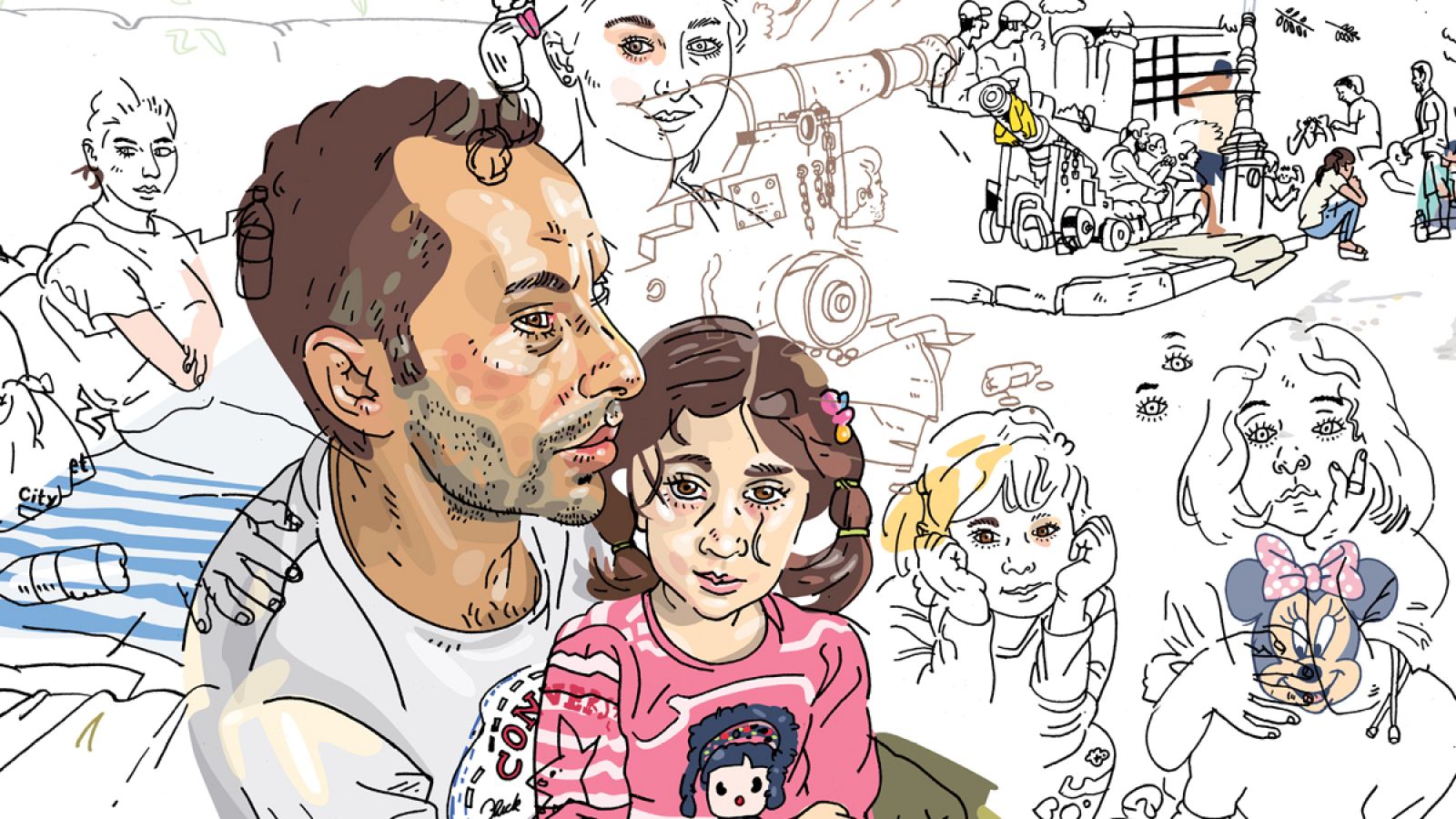 Detalle de la portada de 'Escapar de la guerra y de las olas'