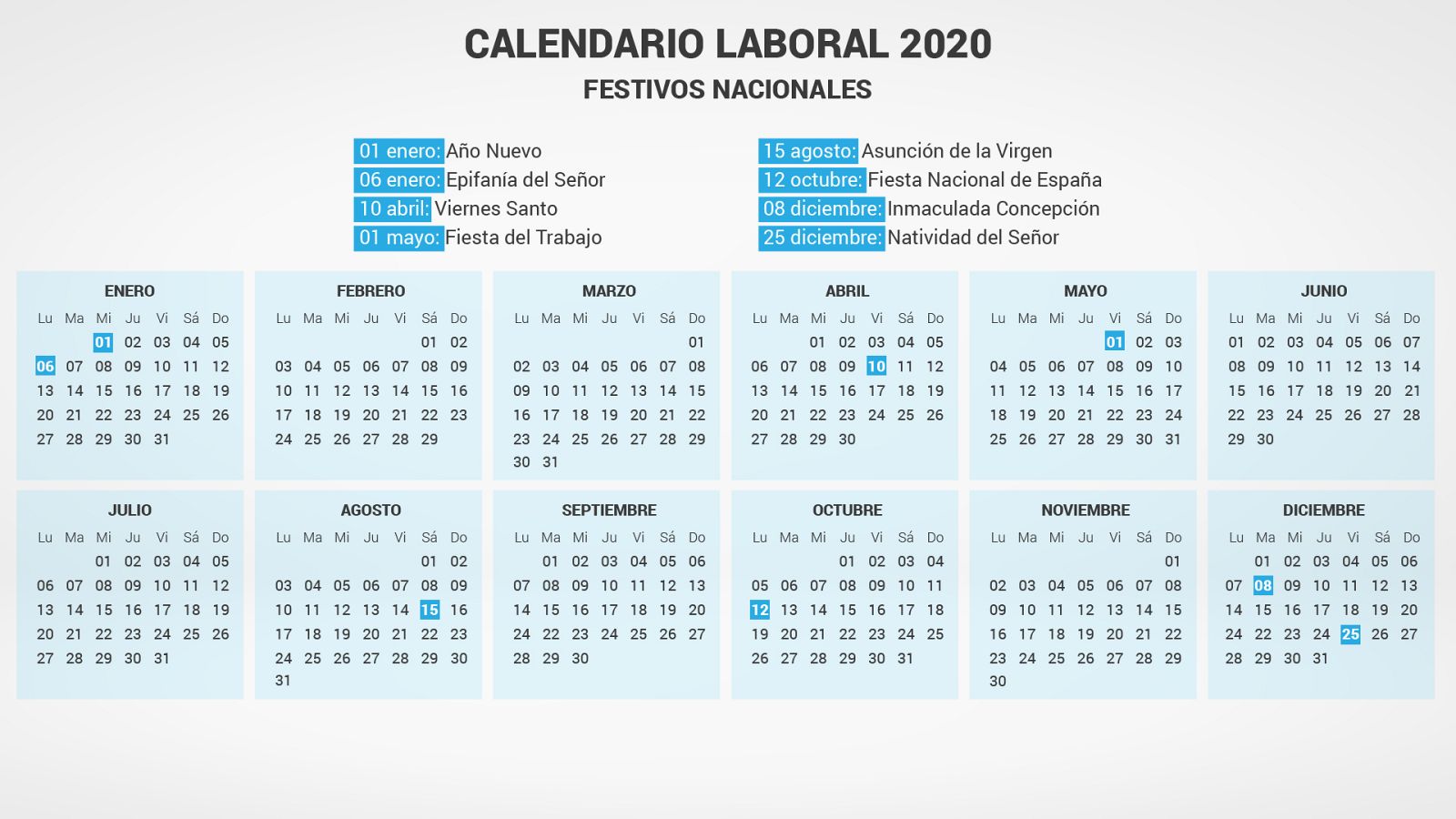 Calendario laboral 2020