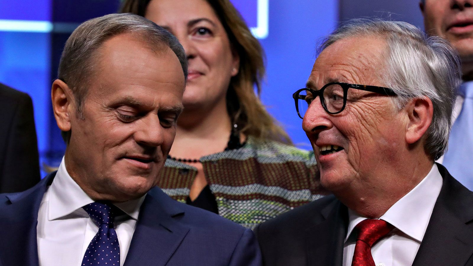 El presidente del COnsejo Europeo, Donald Tusk, en Bruselas con el presidente de la Comisión, Jean Claude Juncker