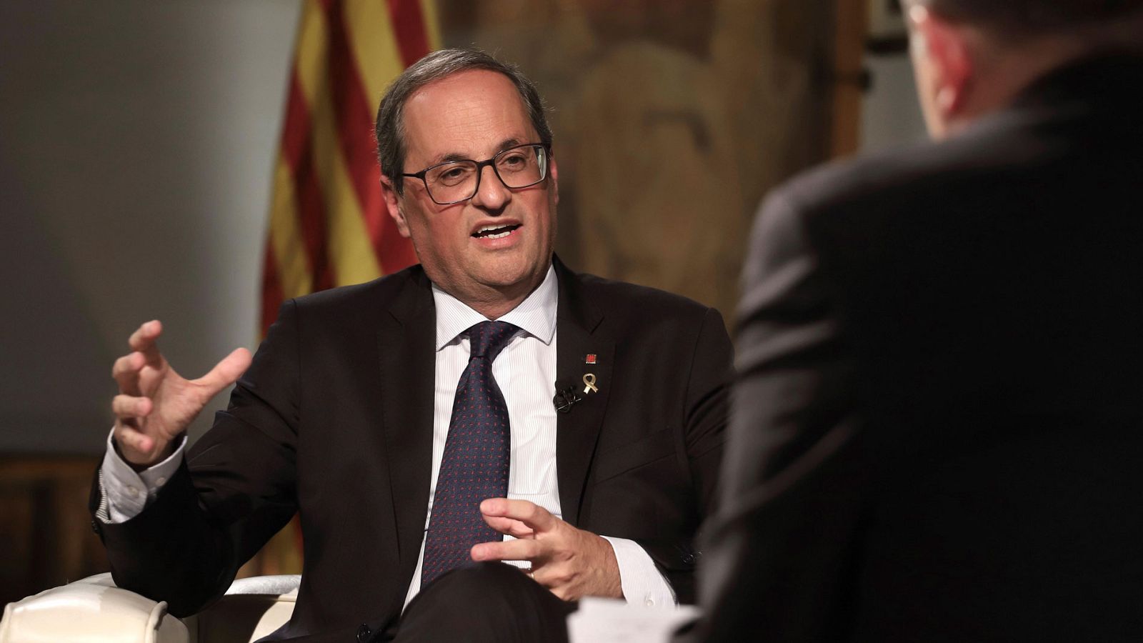 El presidente catalán, Quim Torra, en el Palacio de la Generalitat