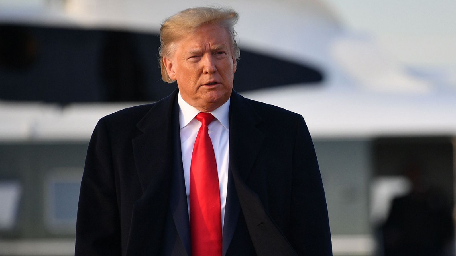 El presidente de EE.UU., Donald Trump, este lunes en la base aérea de Maryland