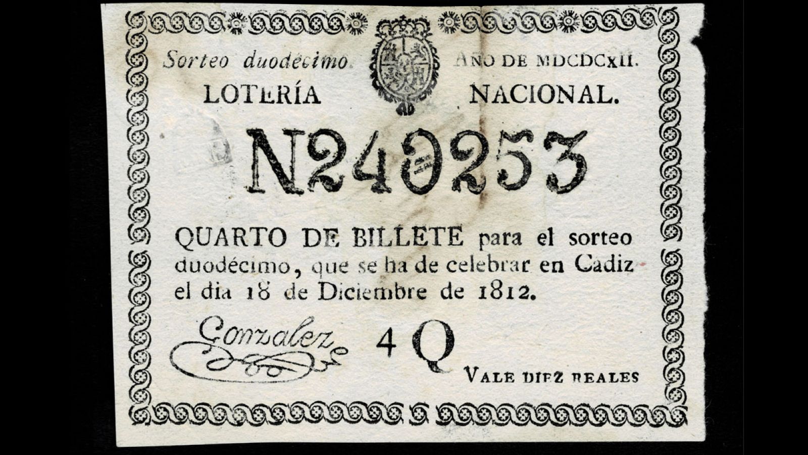 Boleto del 18 de diciembre de 1812
