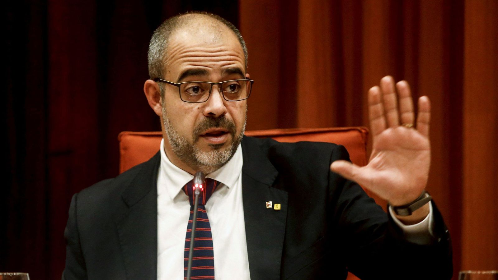El conseller de Interior, Miquel Buch, en su comparecencia en el Parlament