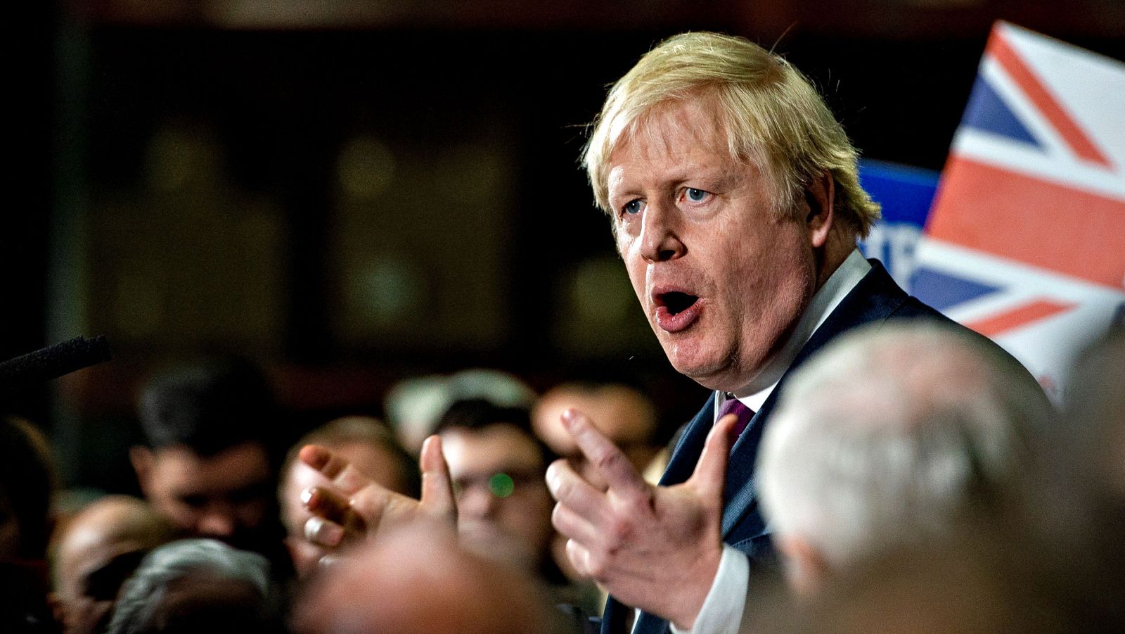 El primer ministro británico y candidato conservador en las elecciones, Boris Johnson, durante uno de sus últimos mítines
