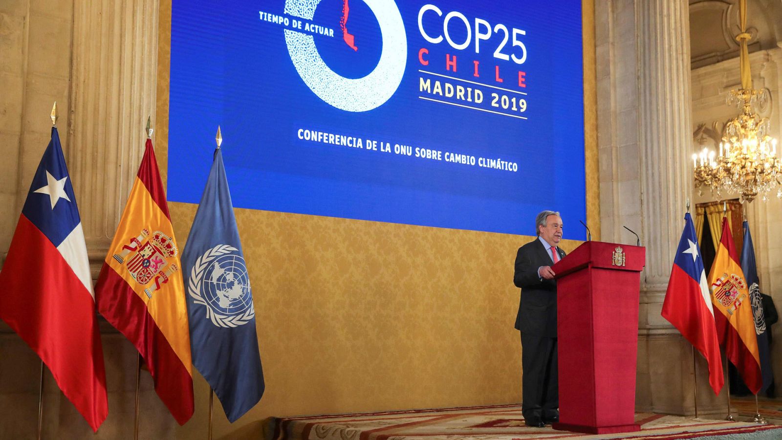 El secretario general de la ONU, Antonio Guterres, durante la COP25