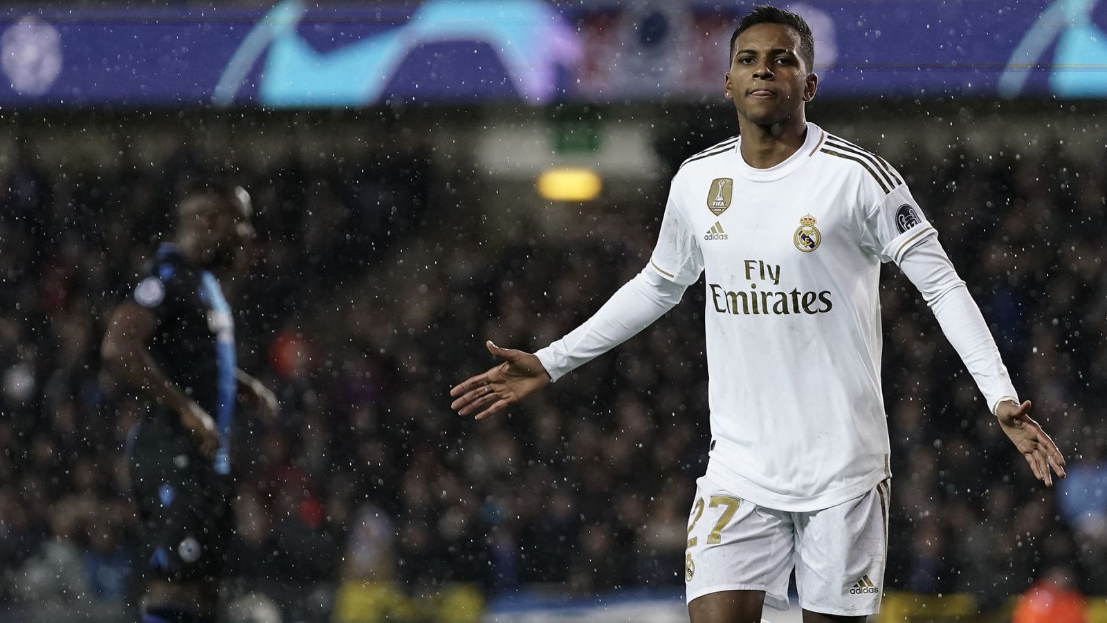 Rodrygo Goes celebra su gol ante el Brujas para el Madrid