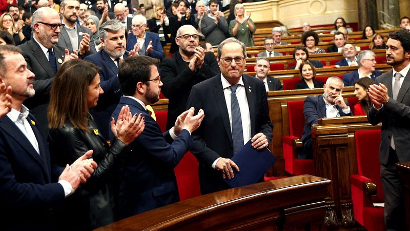 El Parlament de Cataluña ratifica a Torra como presidente y califica su inhabilitación como "golpe de Estado"