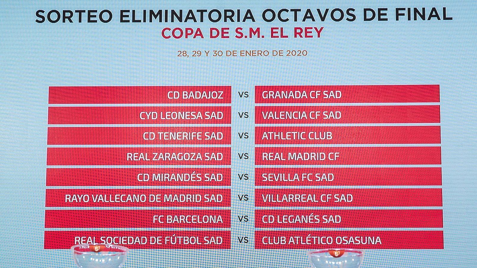 Sorteo de octavos de final de la Copa del Rey