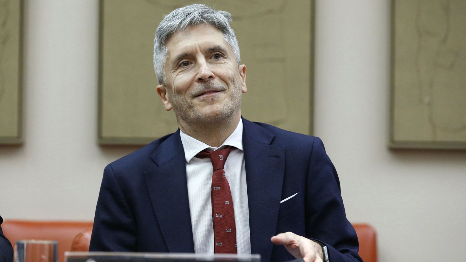 El ministro del Interior, Fernando Grande-Marlaska, al inicio de su primera comparecencia de la legislatura en las comisiones del Congreso