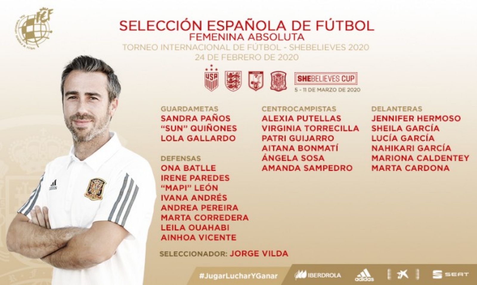 Jorge Vilda ofrece la lista de las 23 jugadoras para disputar el prestigios torneo 'SheBelives'