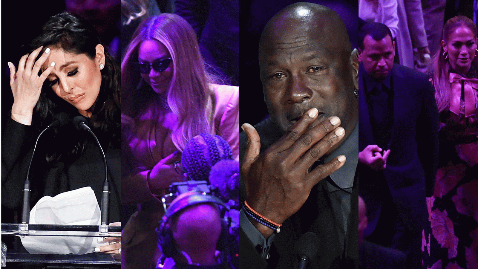 Vanessa Bryant, Beyonce, Michael Jordan y Jennifer López en el funeral de Kobe y Gianna Bryant