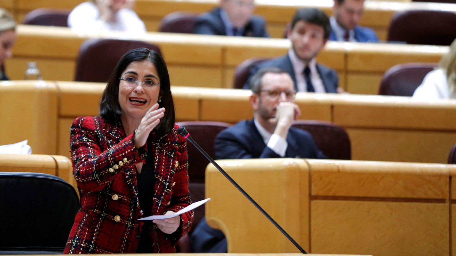 La ministra de Política Territorial, Carolina Darias, interviene en la sesión de control al Gobierno en el pleno del Senado