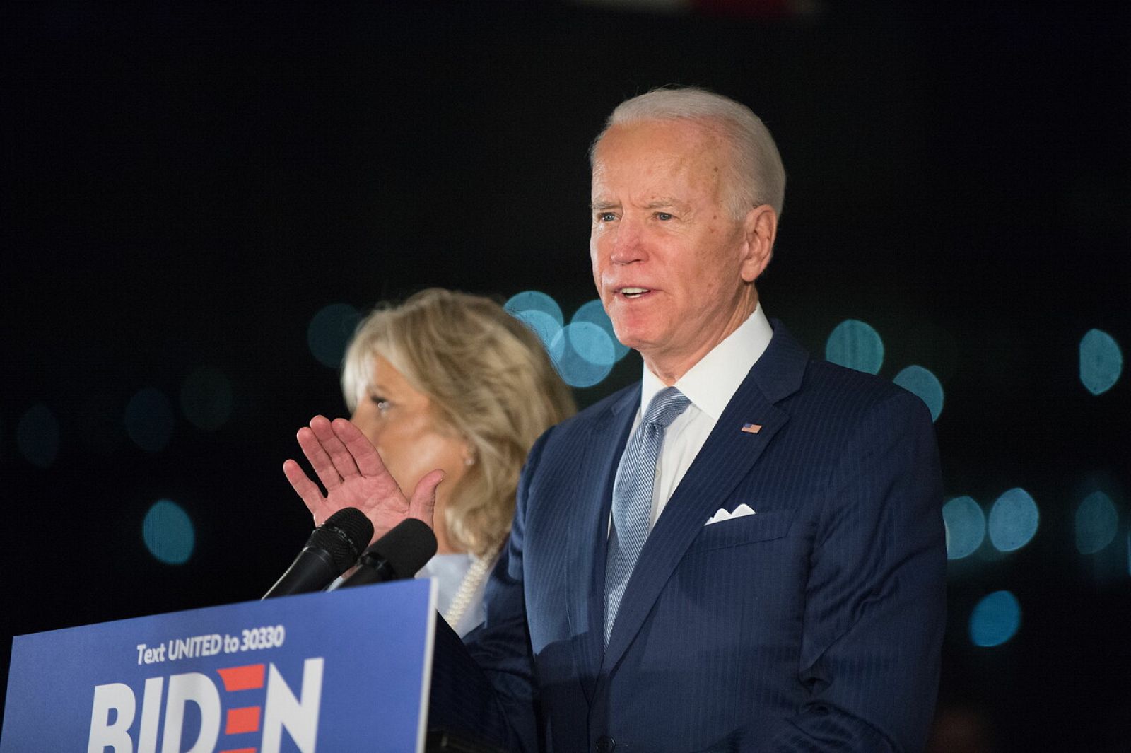 El candidato demócrata Joe Biden durante un evento en Pensilvania