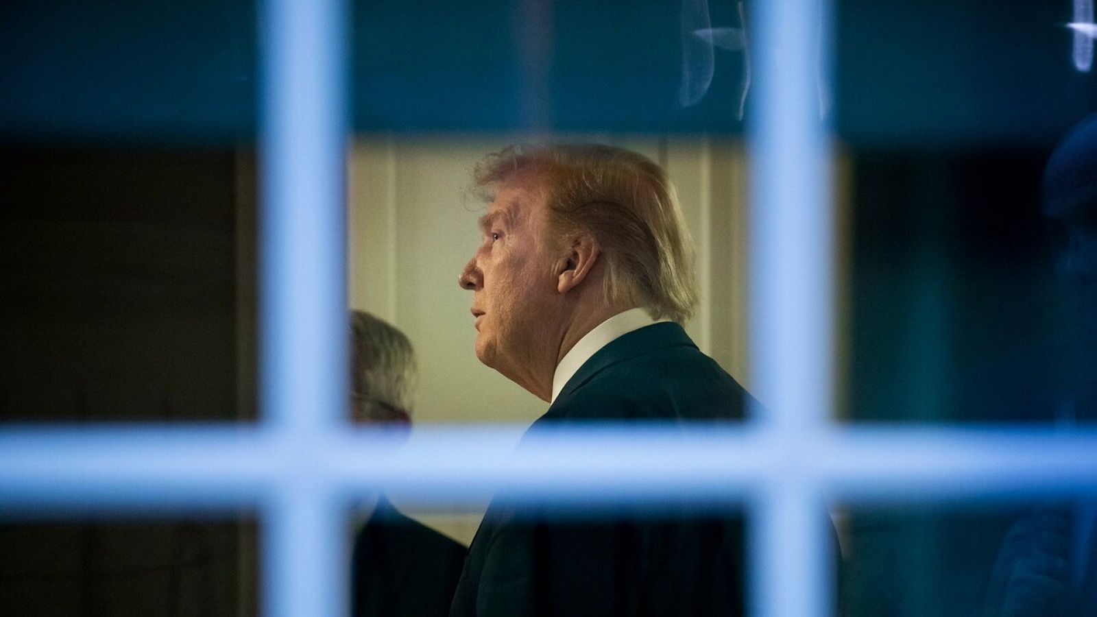 Donald Trump en la oficina de prensa de la Casa Blanca