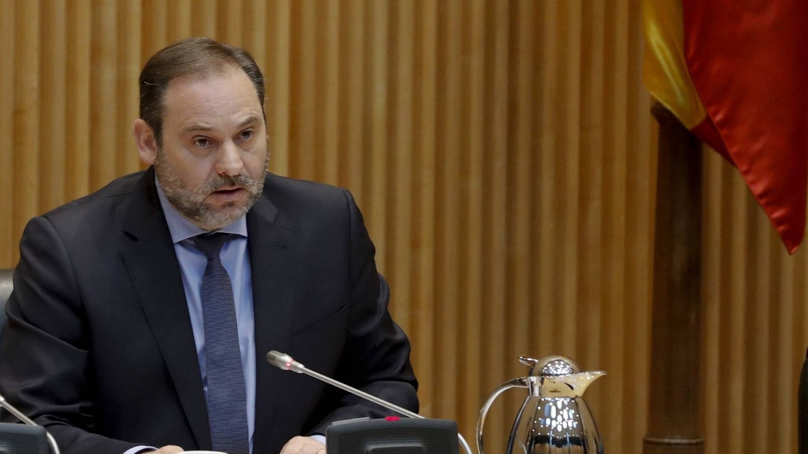El ministro de Transportes, Movilidad y Agenda Urbana, José Luis Ábalos, durante su comparecencia ante la comisión correspondiente del Congreso