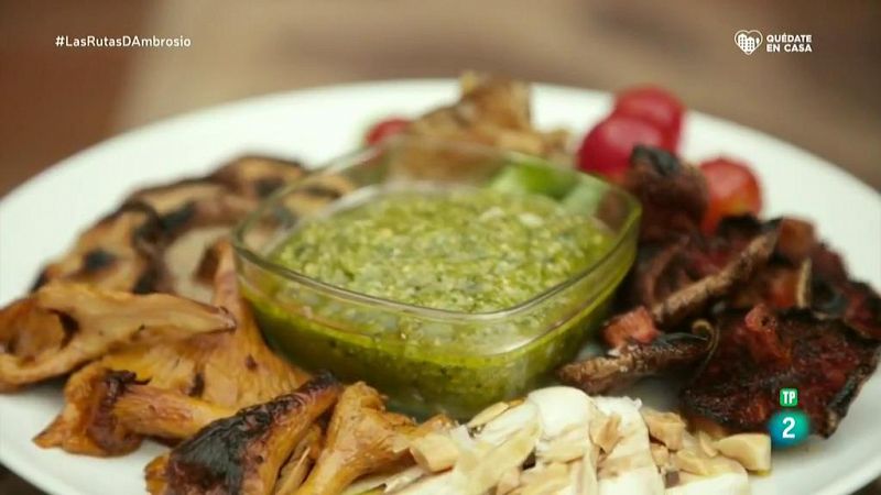 Receta de Parrillada de setas al pesto ibrico