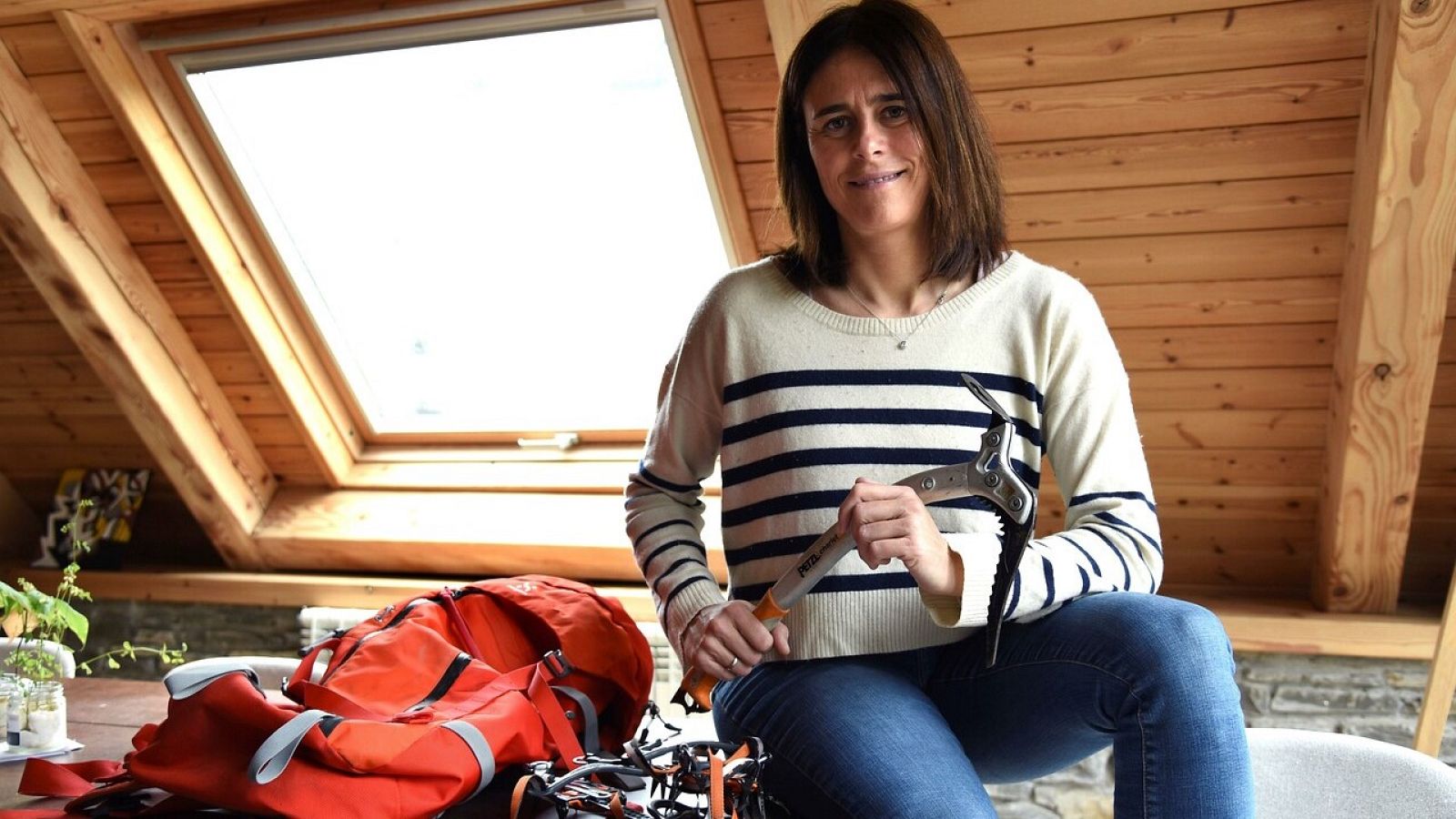 La alpinista española Edurne Pasabán, en su confinamiento.
