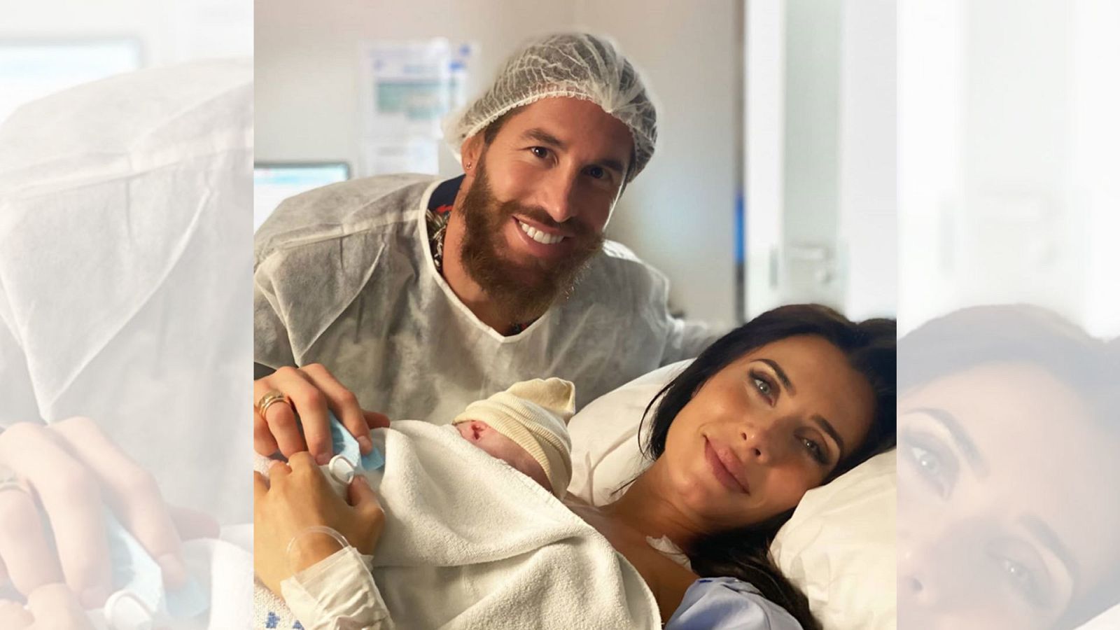 Pialr Rubio y Sergio Ramos posan con su cuarto hijo. Otro niño al que han llamado Máximo Adriano