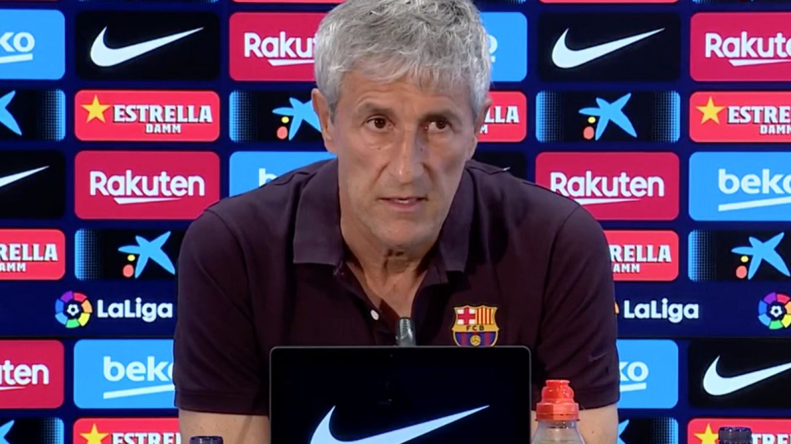 Quique Setién, en la rueda de prensa previa a la vuelta de LaLiga