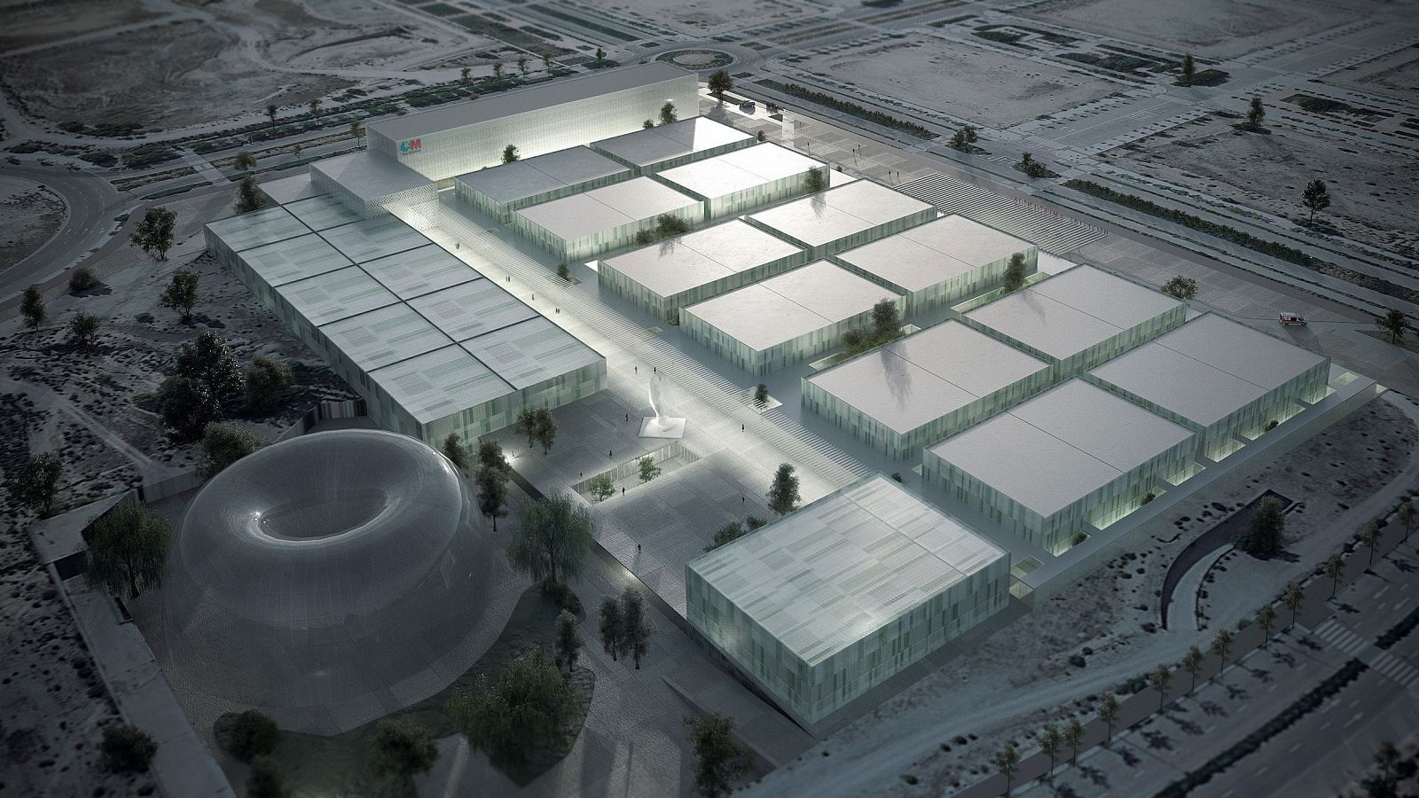 Maqueta del nuevo Hospital de Emergencias, que se construirá en Valdebebas, junto al Aeropuerto de Barajas.