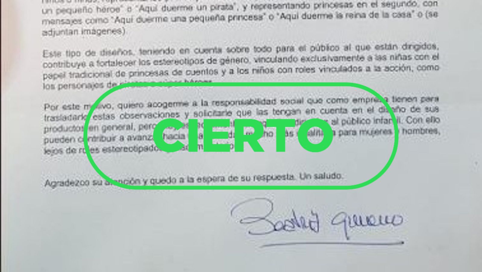 Sí, la carta del Ministerio de Igualdad sobre los carteles sexistas es auténtica y sigue el procedimiento habitual desde 1994