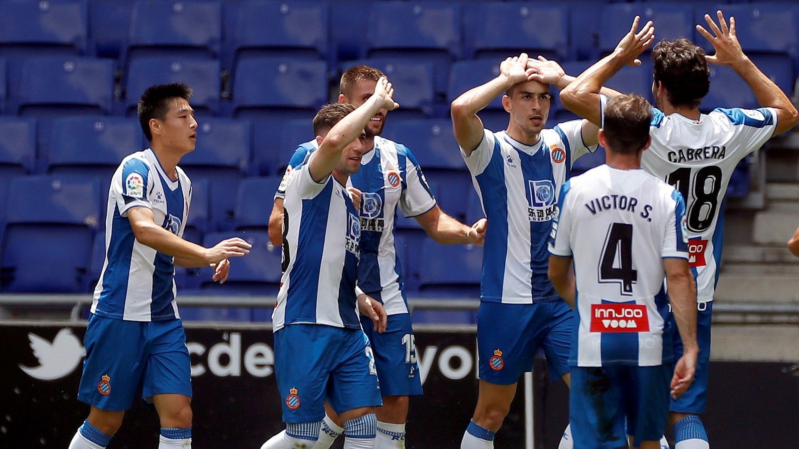 Los jugadores del Espanyol