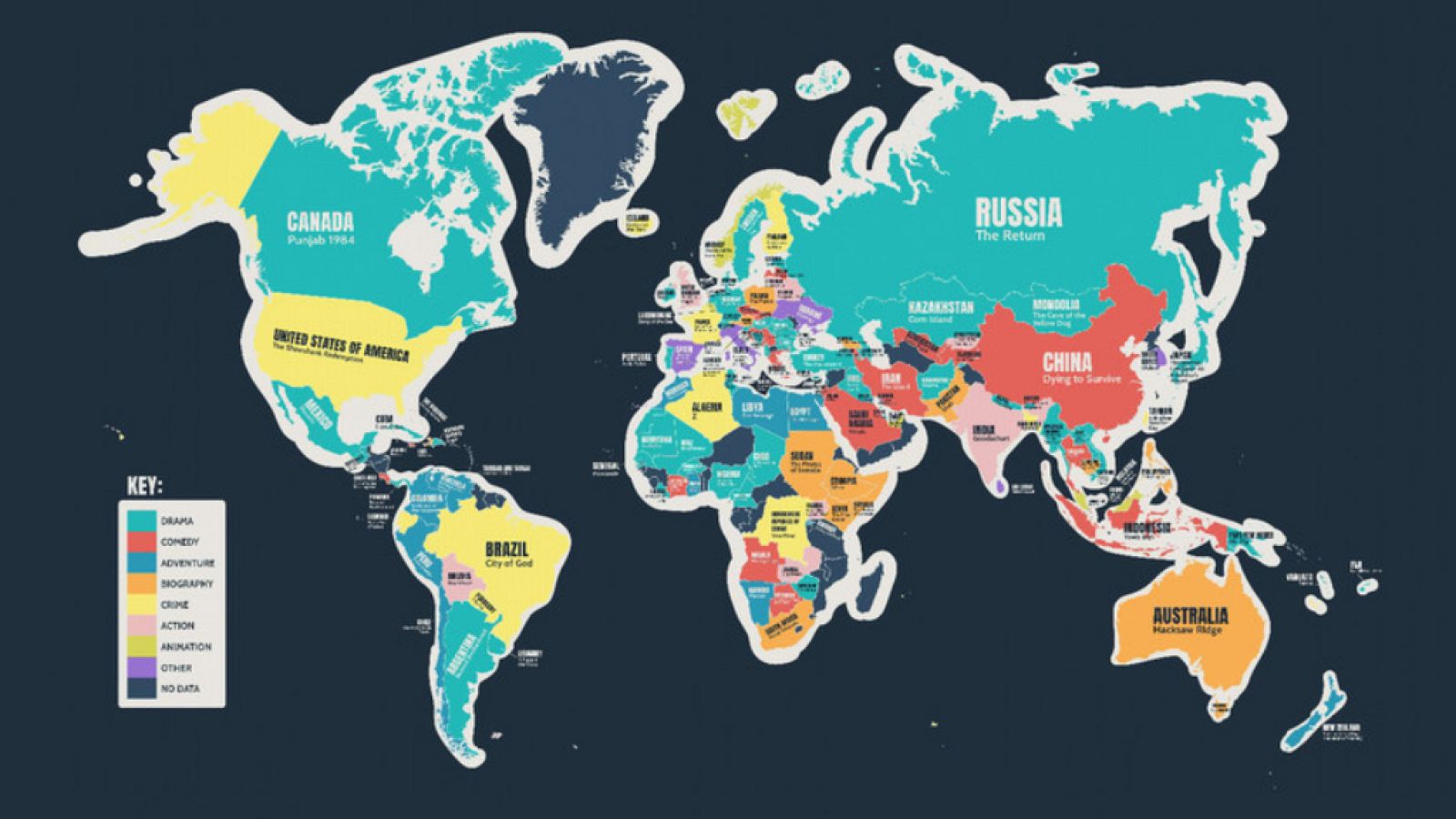 Así es el mapa que permite conocer la película mejor valorada en cada país
